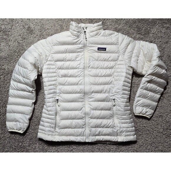 Patagonia Women's Down Sweater Puffer Jacket Off white Women's Large - Picture 1 of 7